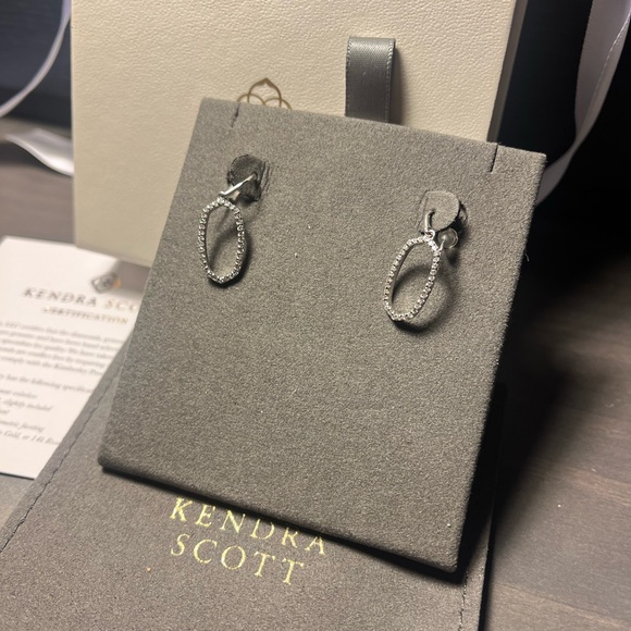 Kendra Scott 14k white gold open frame genuine diamond Lee earrings - Picture 4 of 5